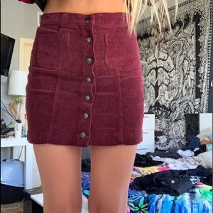 Brandy Melville burgundy buttoned skirt